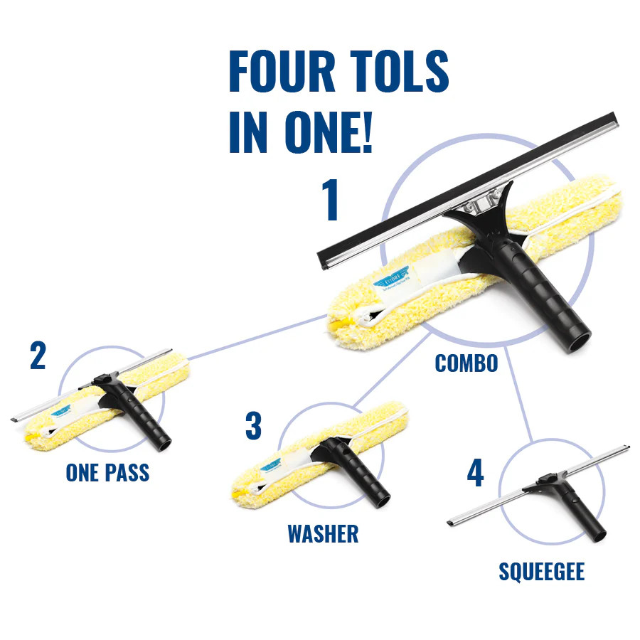 Ettore Backflip Stainless Steel: 4-in-1 Window Cleaning Tool