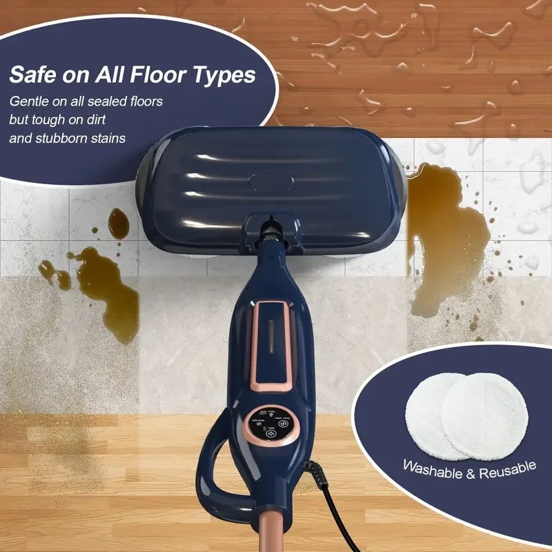 VM6 Scrubbing Steam Mop with Rotating Mop Pads, 10 in 1 Steam Mop, Lightweight