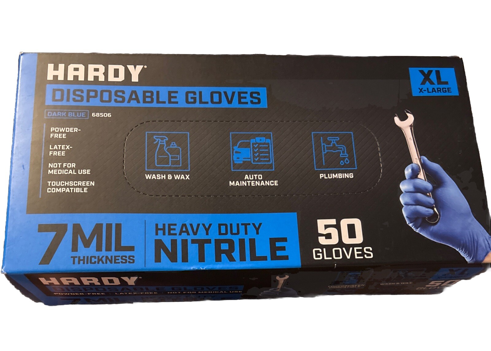 Hardy BLUE Heavy Duty XL Nitrile Disposable Gloves ~50 Gloves Per Box~ 7 MIL