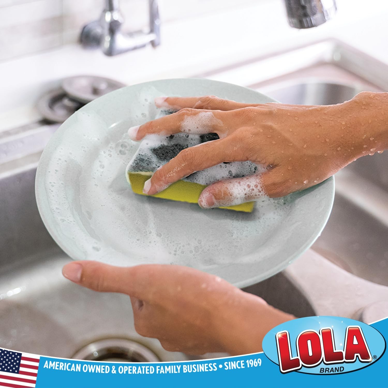 LOLA Pot Brite Scour N’ Sponge, 144 Pack, Non-Scratch Dish Scrub, Nylon & Pol…