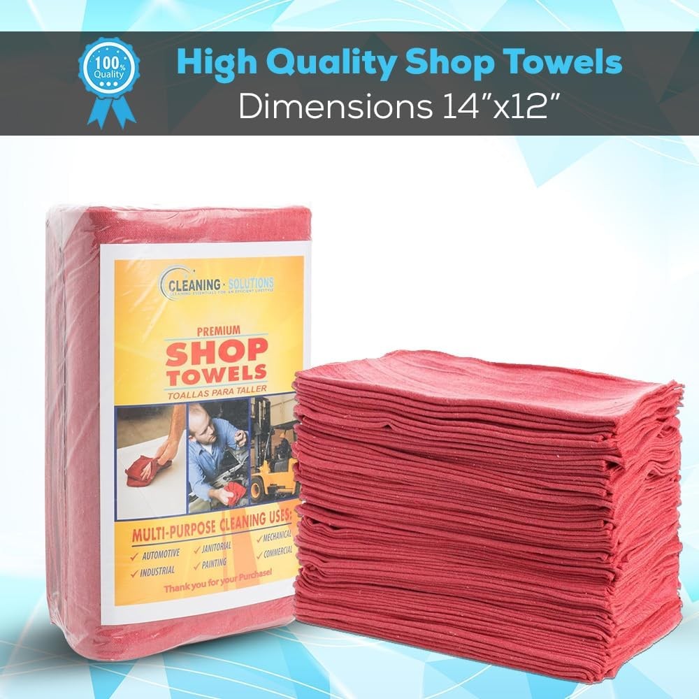 Simpli-Magic Cotton Shop Towels 14″x12″ (90 Pack) – Reusable Cleaning Shop Rags