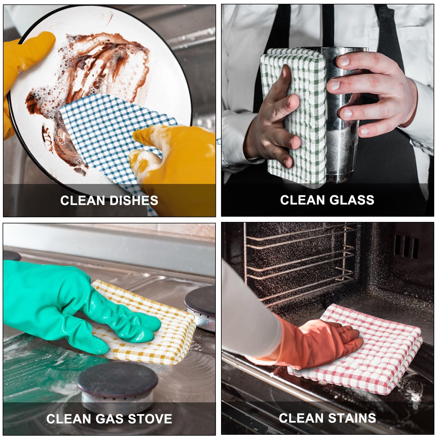 8 Pcs Kitchen Dish Rags Cotton Soft Absorbent Quick Drying Dish Cloths 11 x 11In