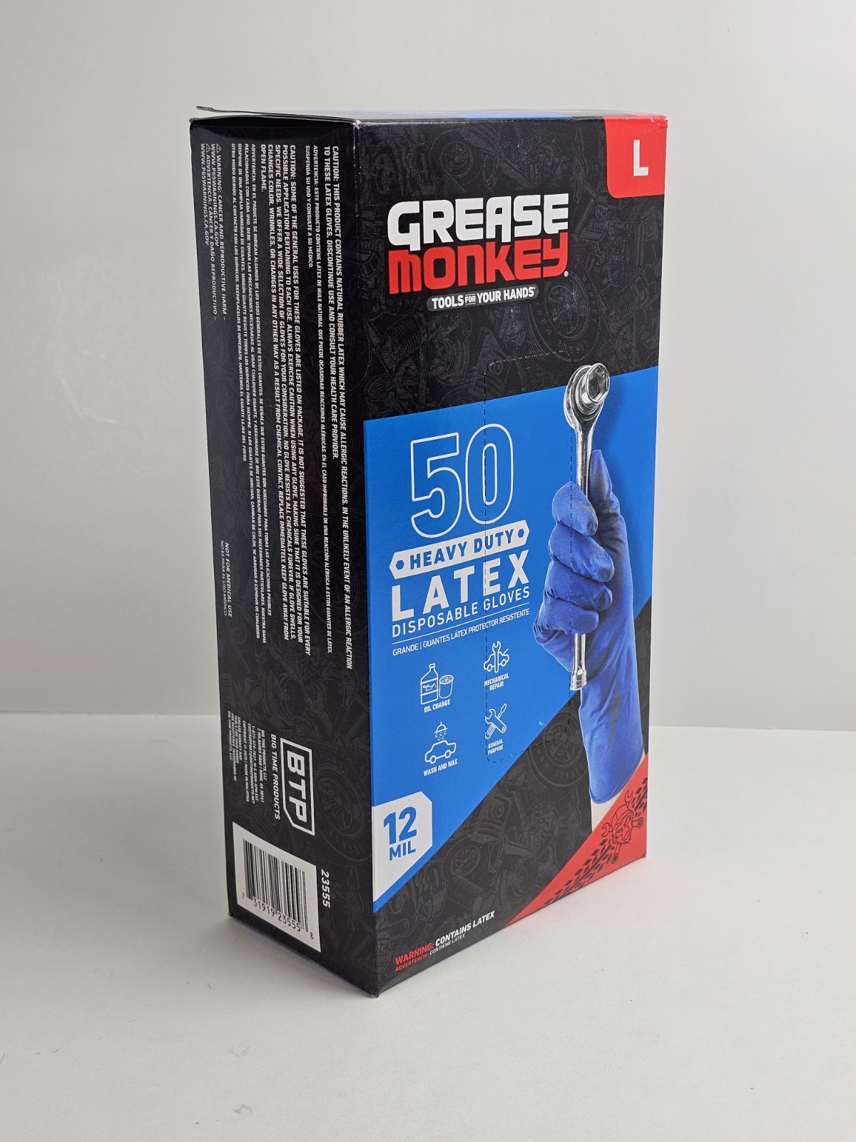 GREASE MONKEY LATEX DISPOSABLE Heavy-Duty GLOVES 50 COUNT SIZE LARGE 12 MIL New!