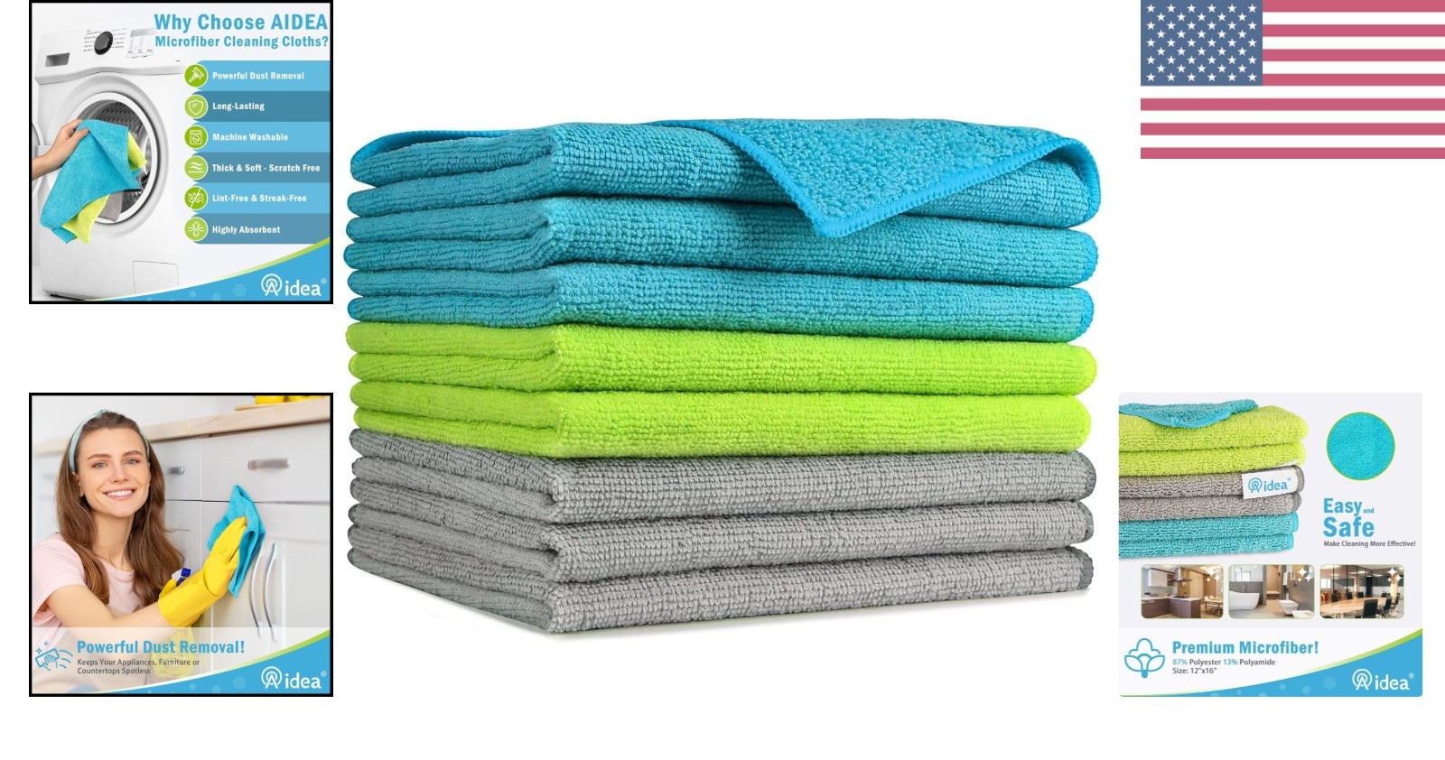 Versatile Multi-Colored Microfiber Cloths – 8-Pk for Home & Automotive Use