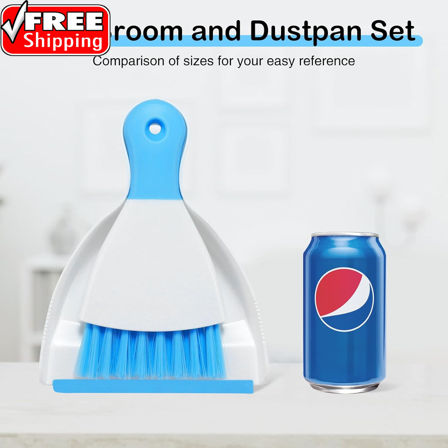 Mini Dustpan and Brush Set 2 Pack, Small Broom and Dustpan Set Dust Pan and Mini