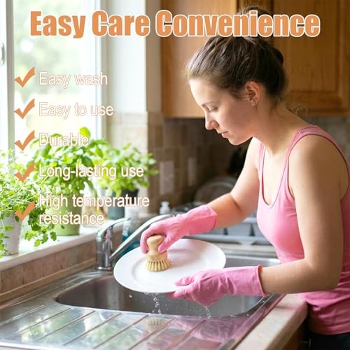 12 Packs Bamboo Scrub Brush for Dishes – 2 Pcs Natural Dish Brush with Sisal