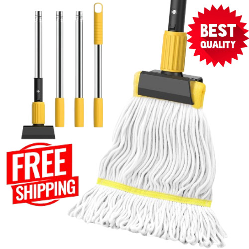 Heavy Duty String Wet Mop for Floor Cleaning, Commercial Industrial Cotton Mops