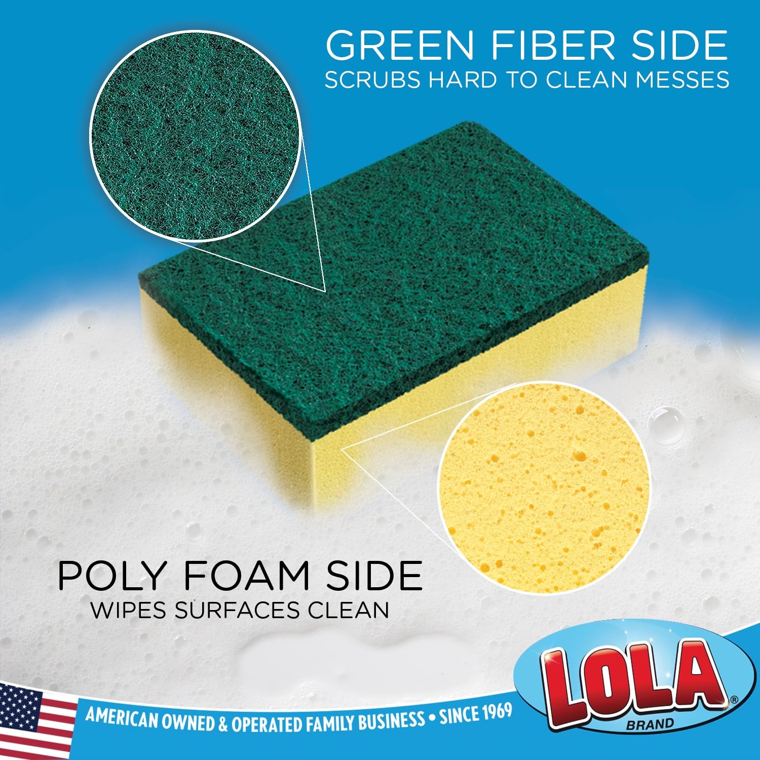 LOLA Pot Brite Scour N’ Sponge, 144 Pack, Non-Scratch Dish Scrub, Nylon & Pol…