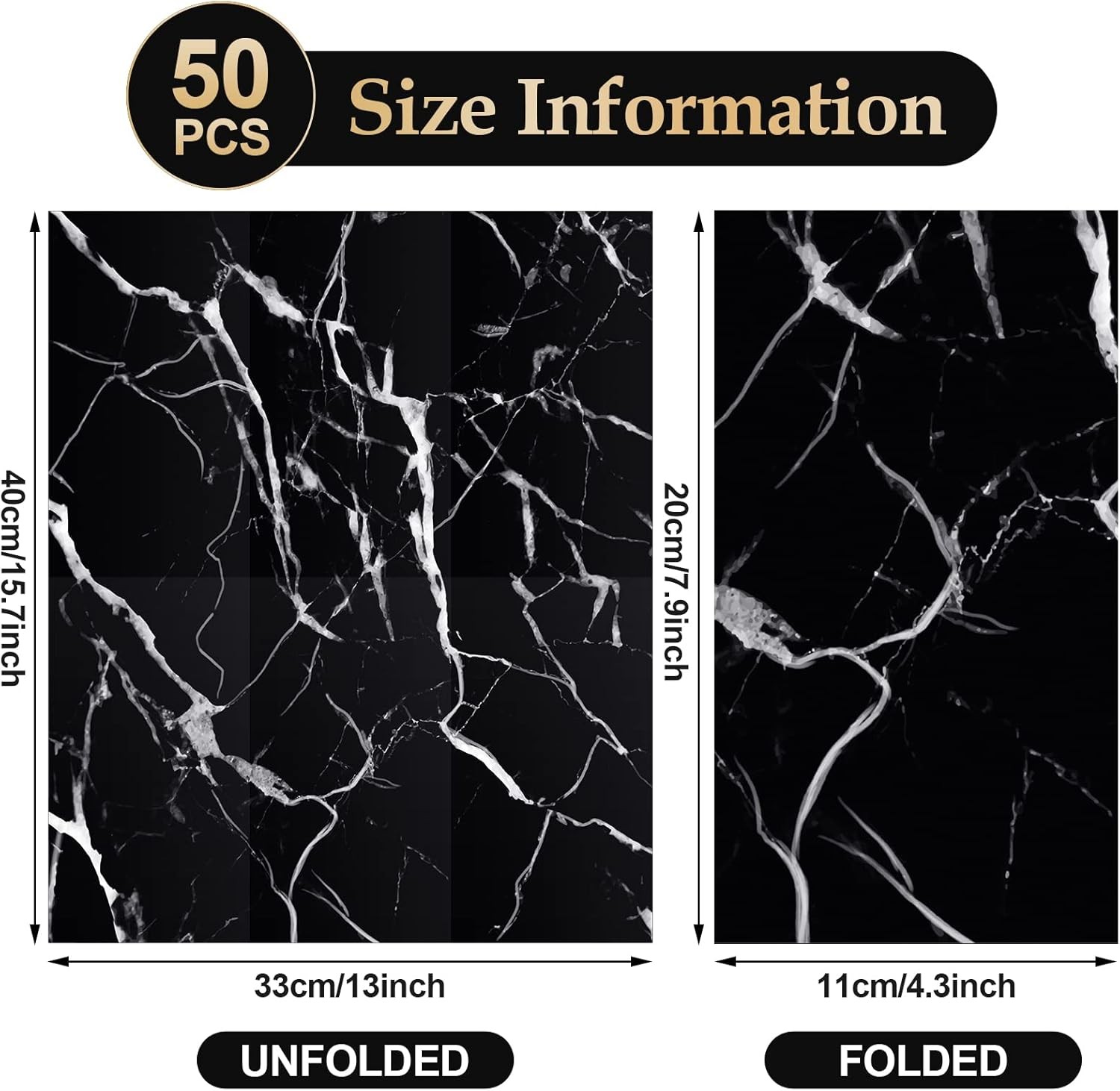 50 Pcs Black Marble Guest Towel Disposable Bathroom Paper Napkins Decorative
