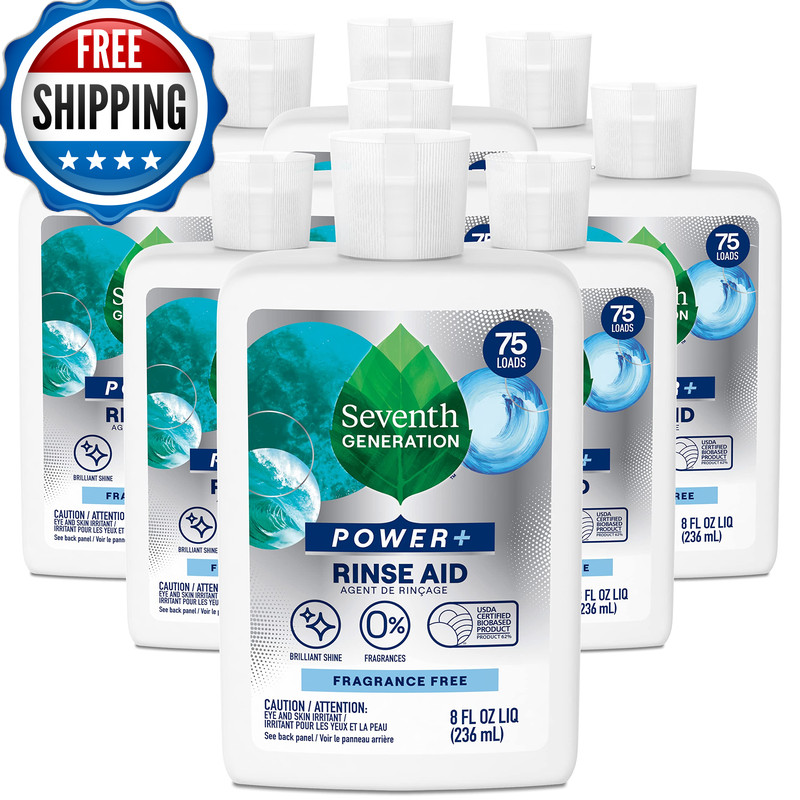 Seventh Generation Power Dishwasher Rinse Aid Fragrance 8 Fl Oz Pack Of 9