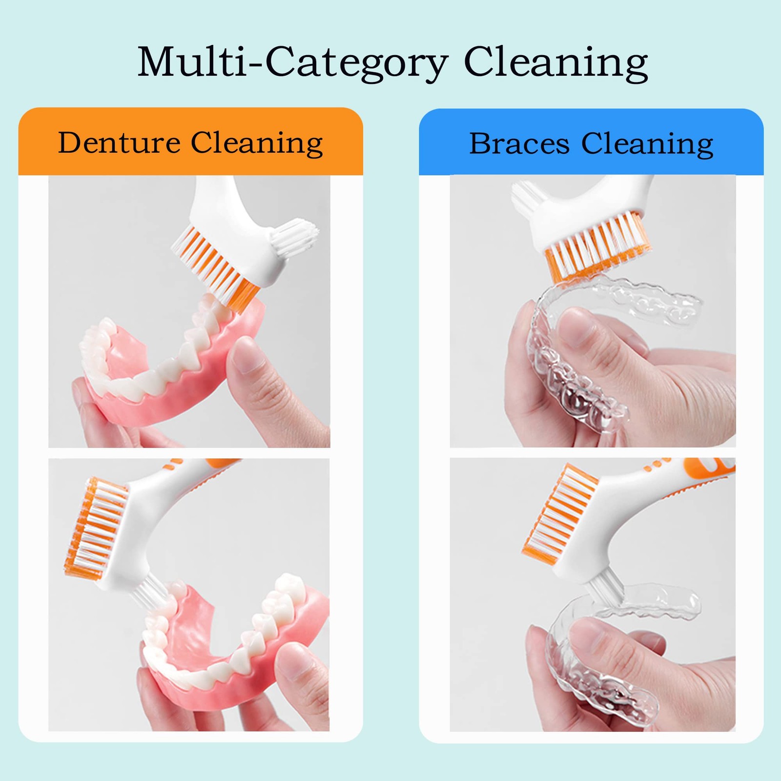 Octuitey Denture Brush 4Pcs 1 Count (Pack of 4), 4 Color