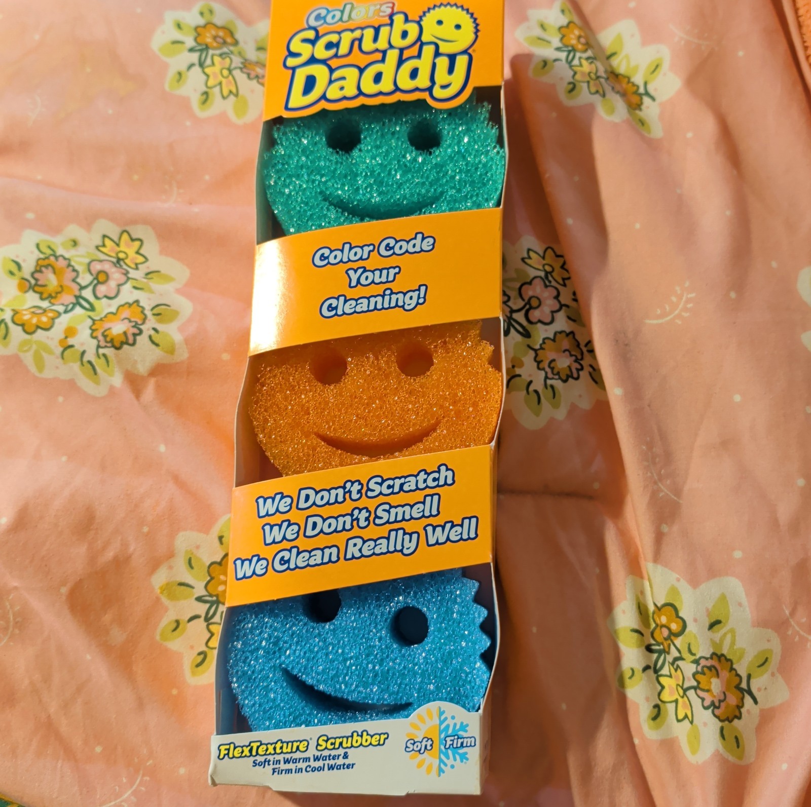 Set Of 3 Scrub Daddy’s Flextexture Scrubbers No Scratch No Smell Cleans Well New