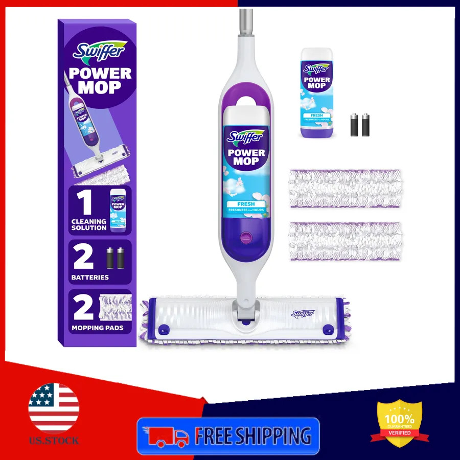 Swiffer Power Mop Floor Cleaning Kit for Wood Tile Vinyl and Laminate Floors