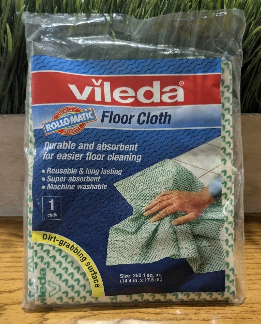 1 Vileda Roll-O-Matic Floor Cloths 14.4 x 17.5″ Machine Washable Germany 1998