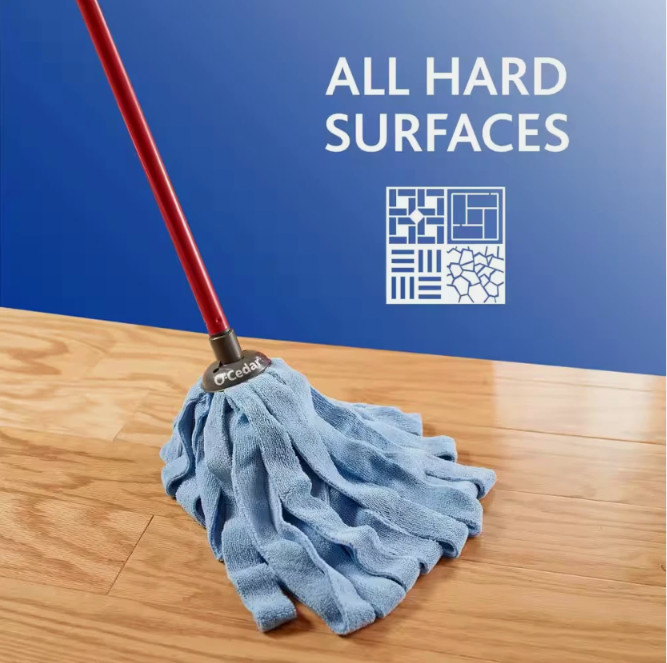 Blue Microfiber Wet Cloth String Mop 4-Pack Reusable Washable Absorbent