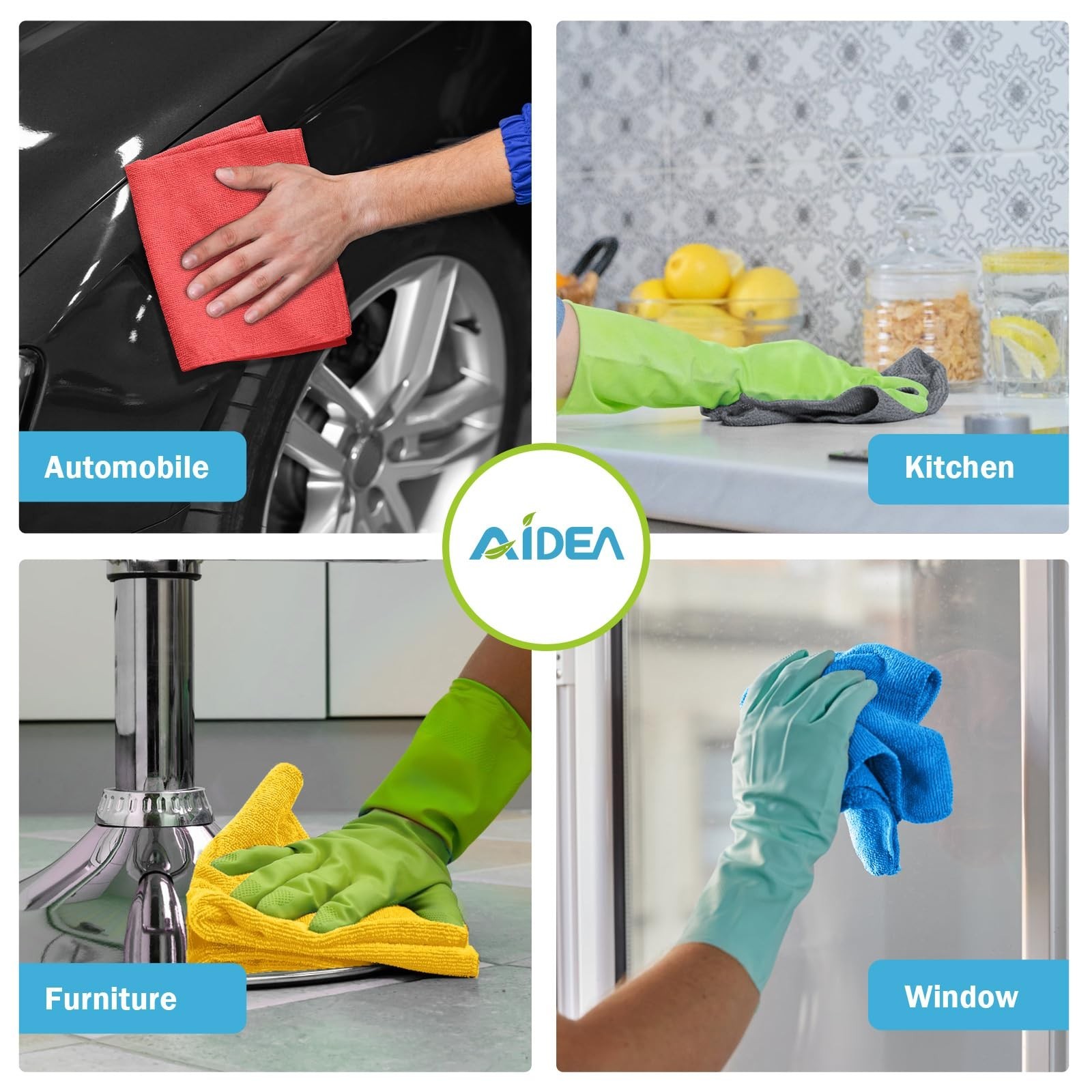 400PK Microfiber Cleaning Cloths – Soft Absorbent Rags for Cars, Kitchen & Home