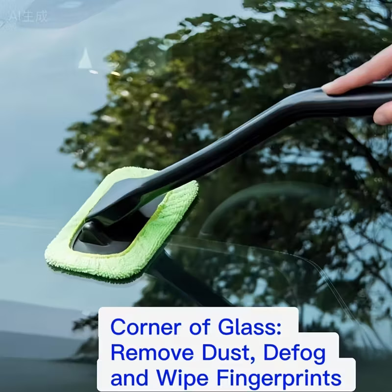 A Dual-Purpose Car Window Cleaning Brush with Interchangeable Heads