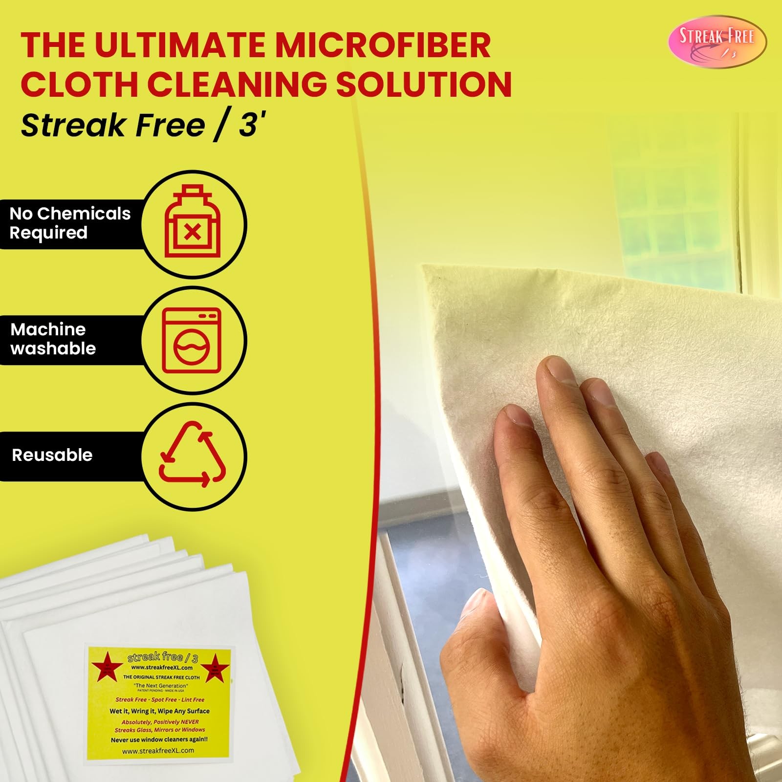 Microfiber Cleaning Cloth “As Seen On TV” 6 Pack – 16″ X 16″ Lint-Free Cloths