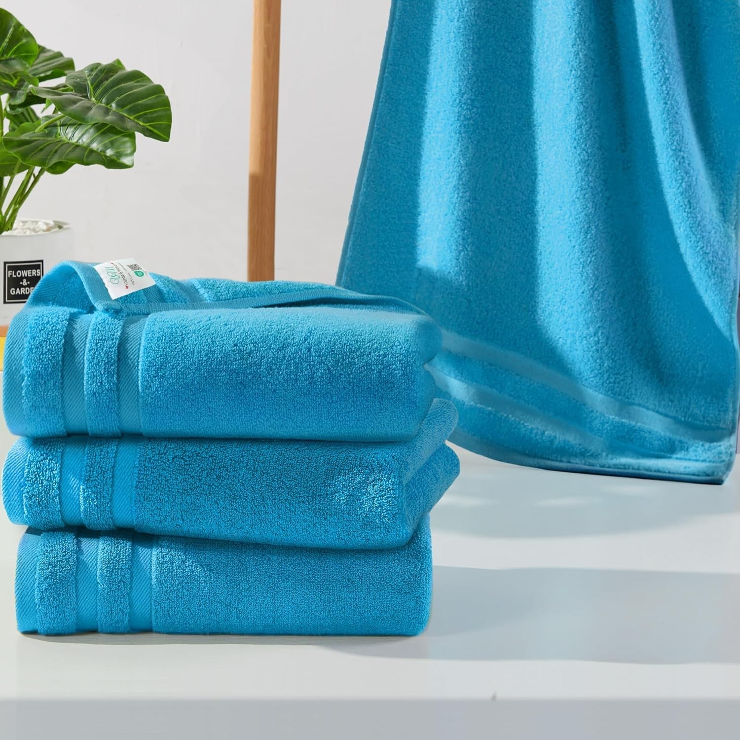Turquoise Hand Towels, Bathroom Hand Towels Set of 4 ,14″x30″ – 100% Cotton |