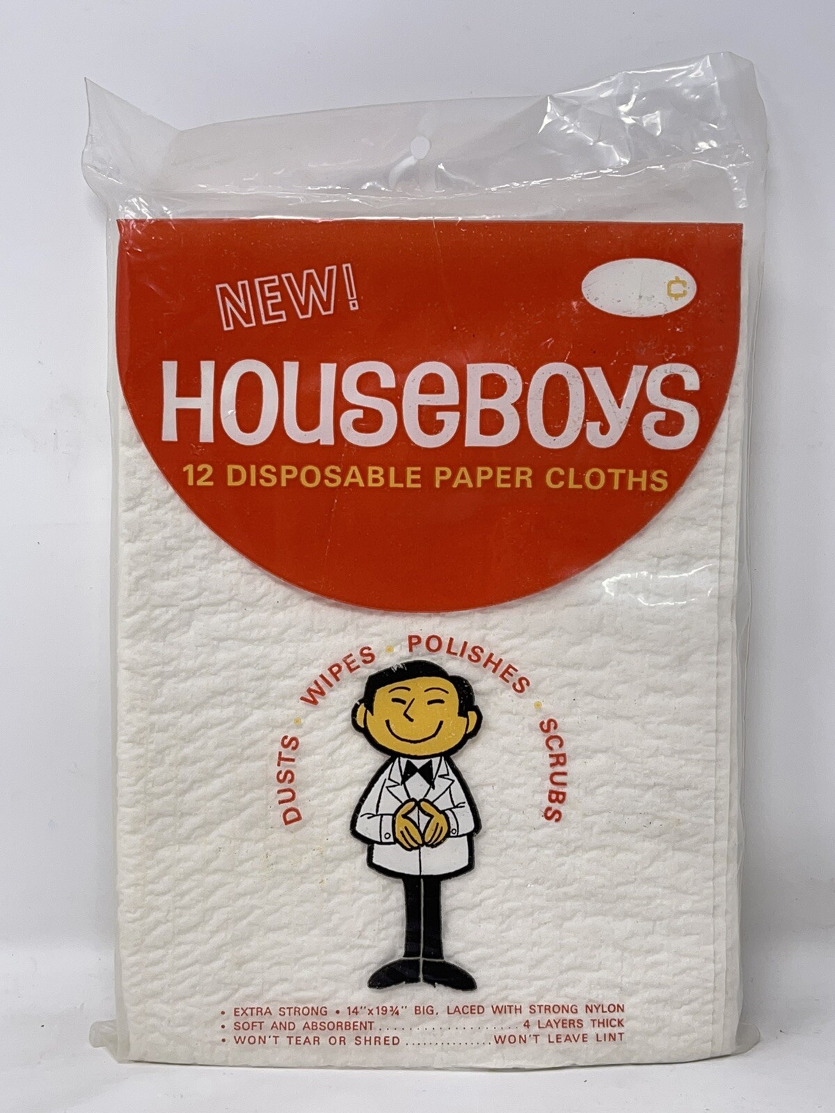 VTG 70’s NOS Houseboys Soft Reusable Disposable Household Paper Cloths 12-PACK