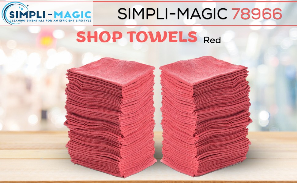 Simpli-Magic Cotton Shop Towels 14″x12″ (90 Pack) – Reusable Cleaning Shop Rags