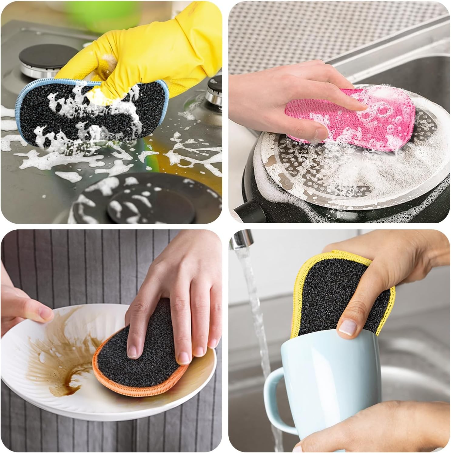 12Pack Dish Sponges Kitchen, Non-Scratch Microfiber Sponges for Cleaning,