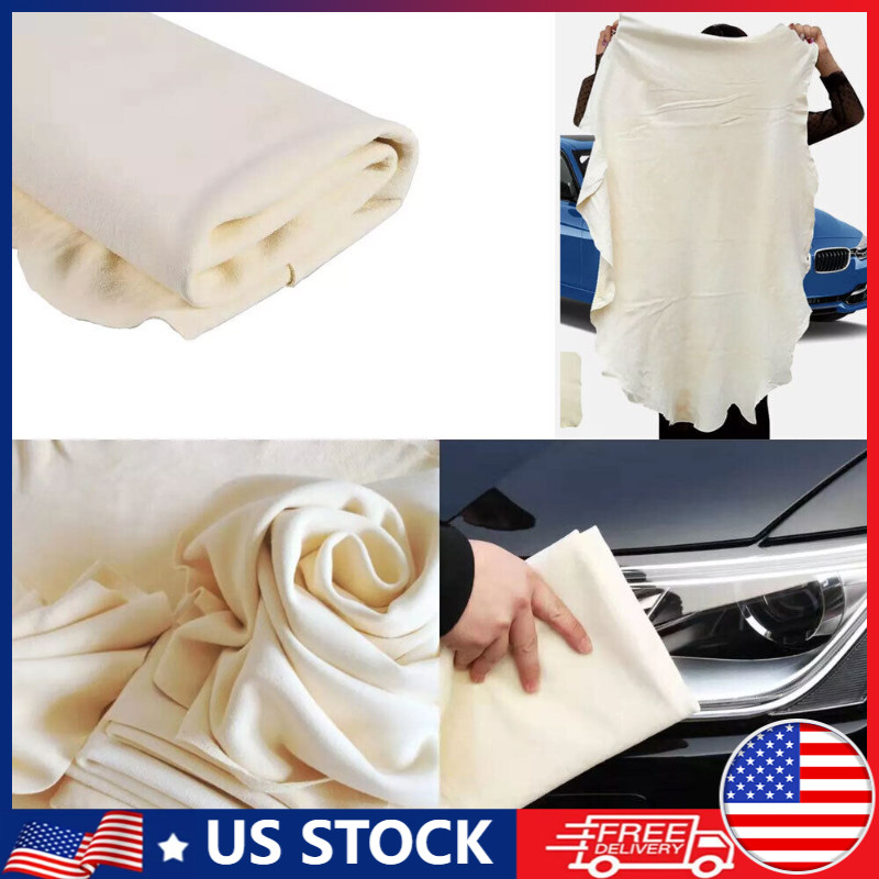 Natural Chamois Leather Car Drying-Towel Cleaning Cloth Shammy Towel Beige New