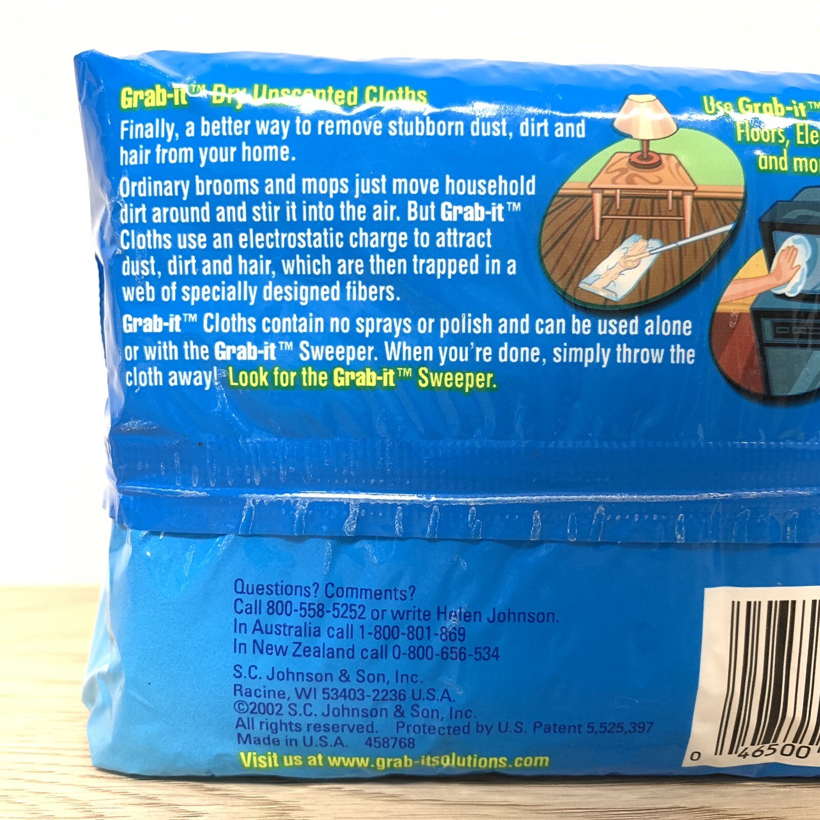 2 Grab-It Dry Cloths Unscented 20 pack, 40 total Sweeper Dusting Disposable OPEN