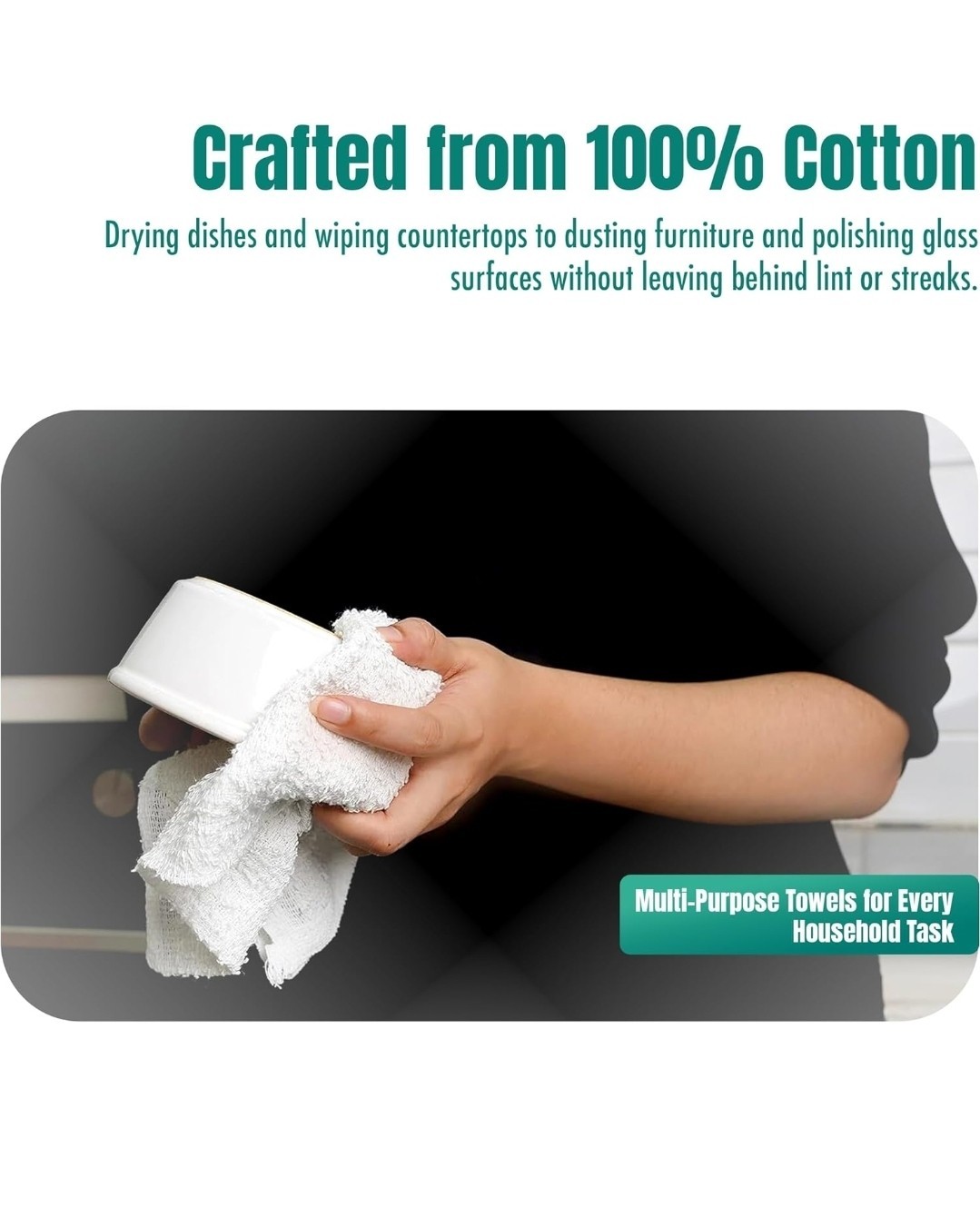 Towels Pack of 48 (14″ X 17″ Inches) 100% Cotton Terry Barmop Towels – Absorbent