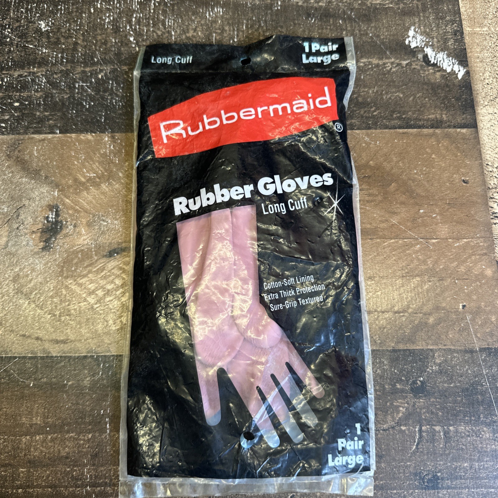 Vintage Rubbermaid Rubber Gloves NOS Pink Long Cuff Large Dishwashing