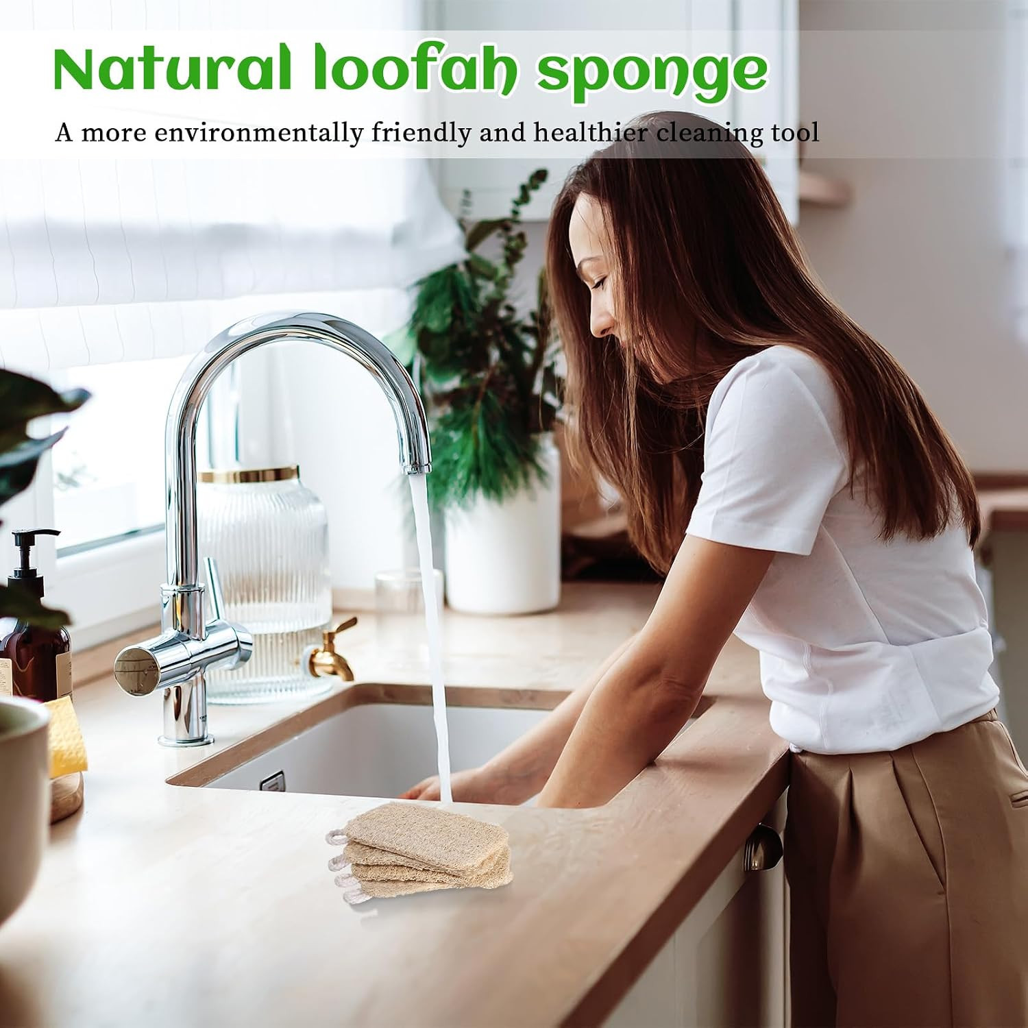10 PCS Natural Sponges for Dishes, Loofah Dish Sponge for Kitchen Compostable
