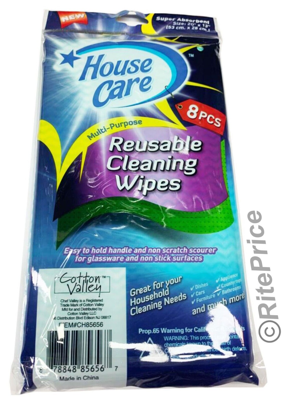 House Care Handy Wipes Multi Purpose Reusable Cleaning Cloth, 8-ct each (3 Pack)