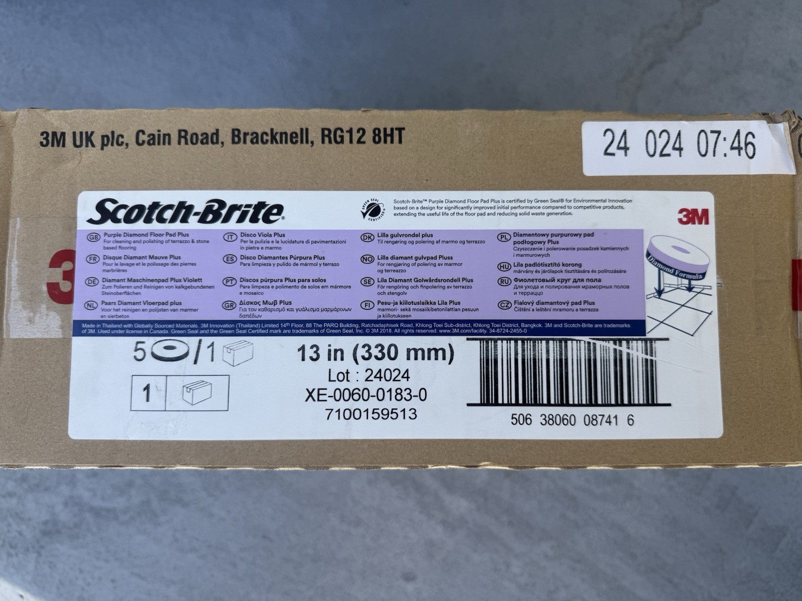 Scotch Brite 13″ Purple Diamond Floor Pad Plus 4-Pack 08741 XE-0060-0183-0