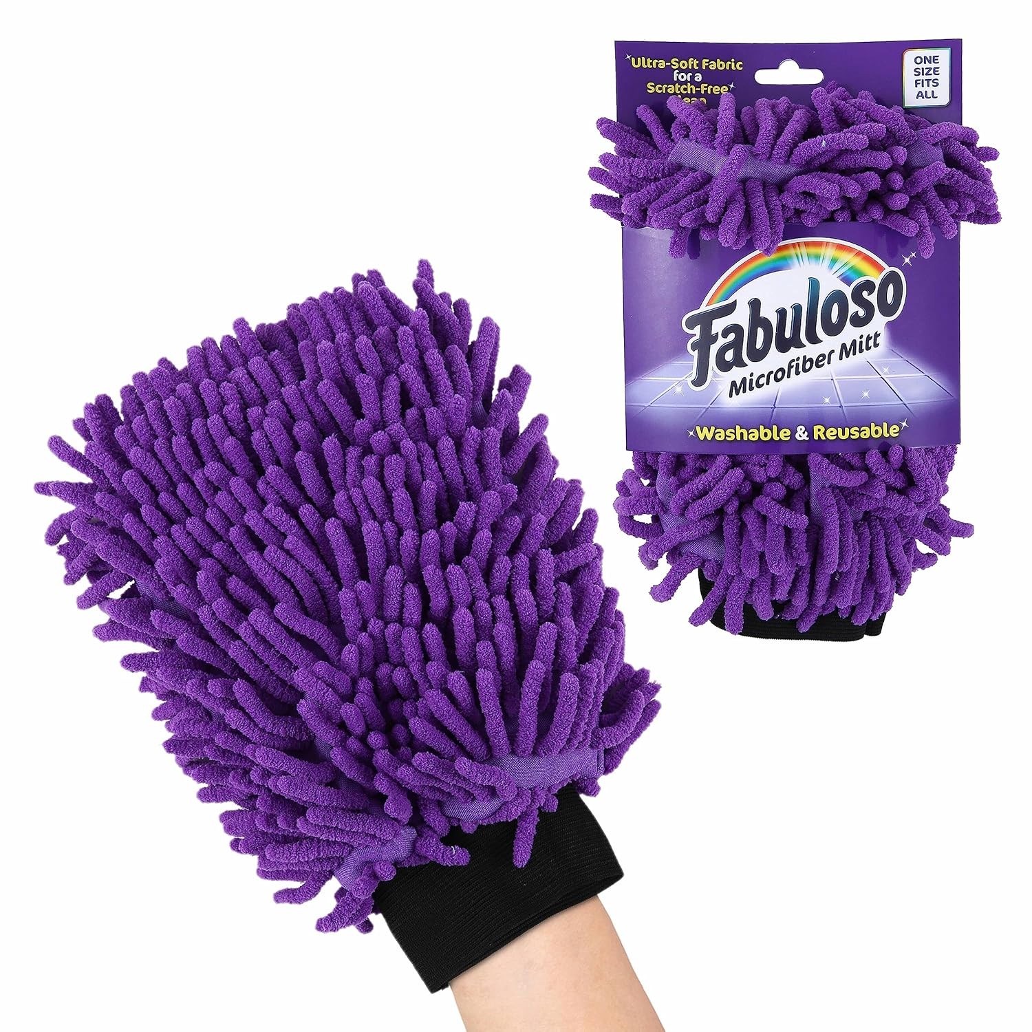 Fabuloso Microfiber Cleaning Mitt Glove, Lint-Free Scratch-Free Dusting and Wash