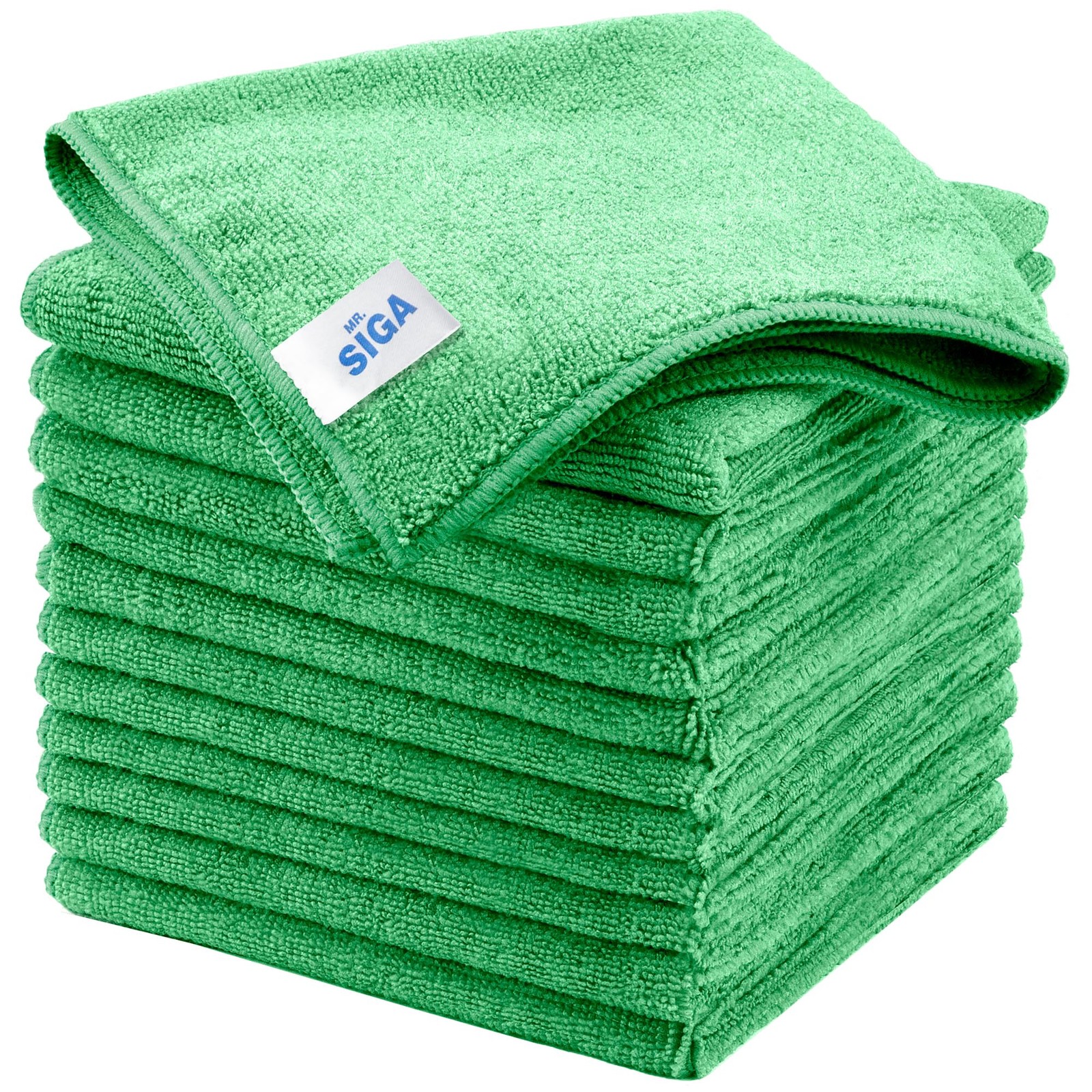 12 Pack Microfiber Cleaning Cloths All Purpose Streak Free Rags Green 12.6×12.6