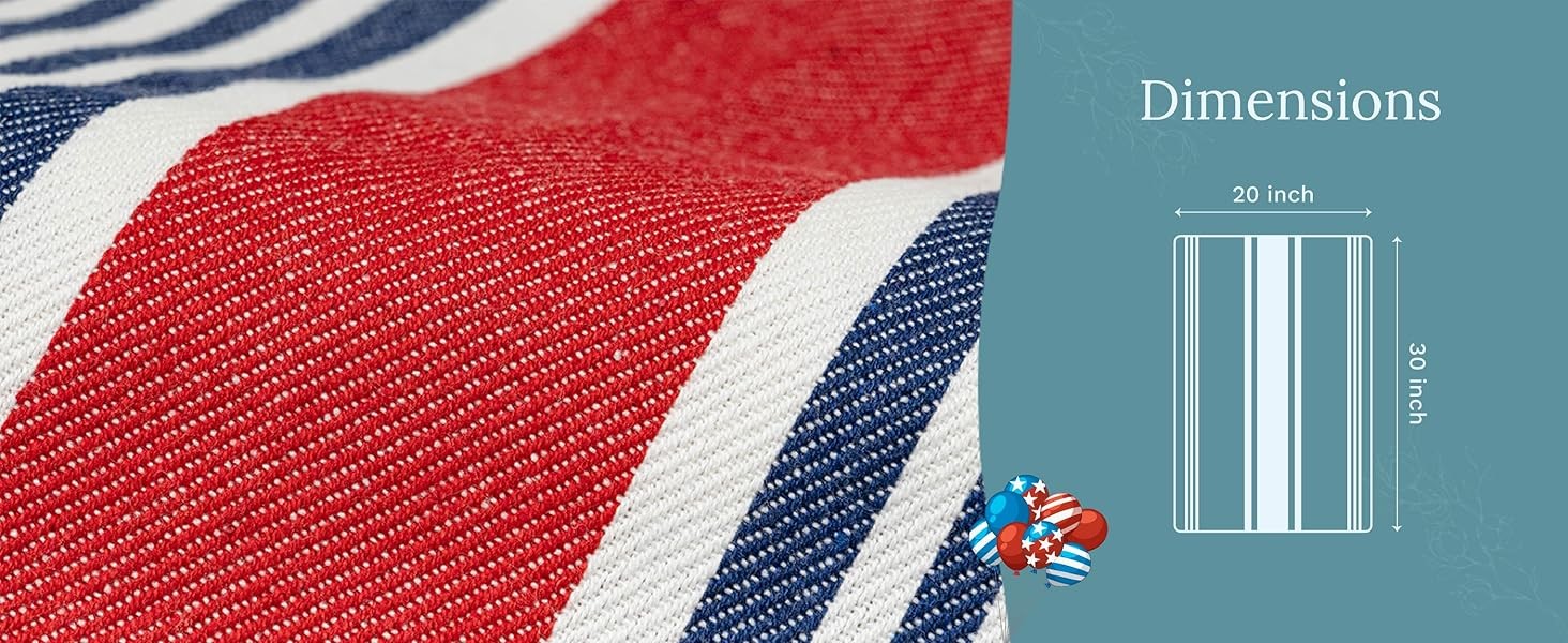 Red White and Blue Kitchen Towels – 6 Pack, 100% Cotton, 30″x20″, Striped