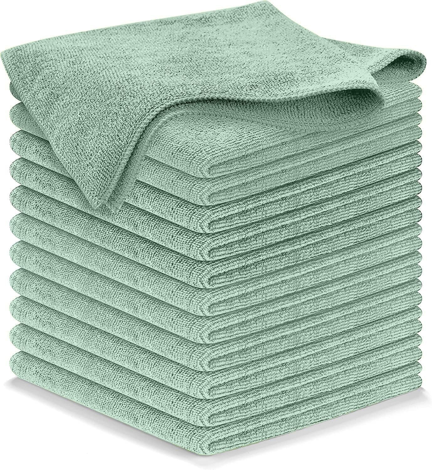 USANOOKS Microfiber Cleaning Cloth – Sea Green – 12Pcs (12.5X12.5 Inch) High Per