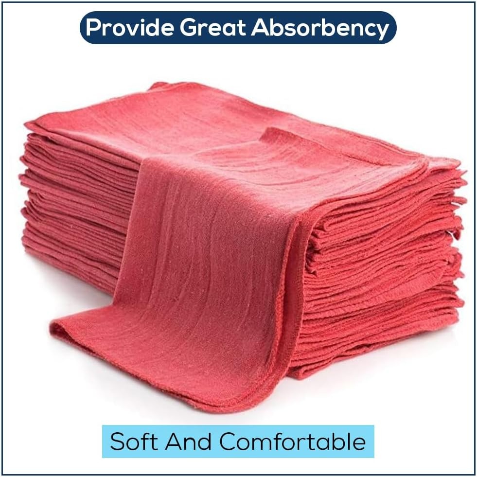 Simpli-Magic Cotton Shop Towels 14″x12″ (90 Pack) – Reusable Cleaning Shop Rags