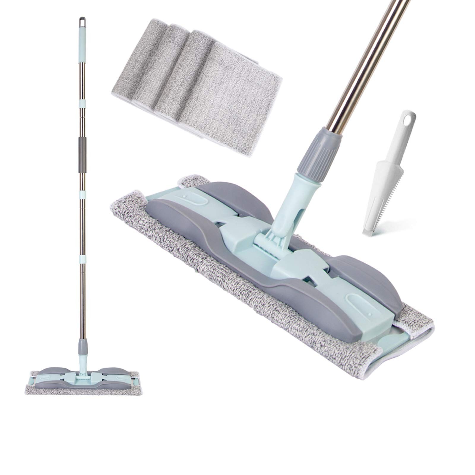 Microfiber Mop 15 Inch Wood Floor Mop For Floor Cleaning With 4 Washable Mop Pad