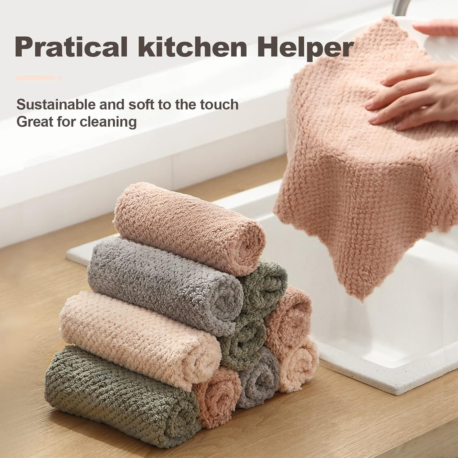 12x Toallas de limpieza de microfibra reutilizables Paños de cocina absorbentes