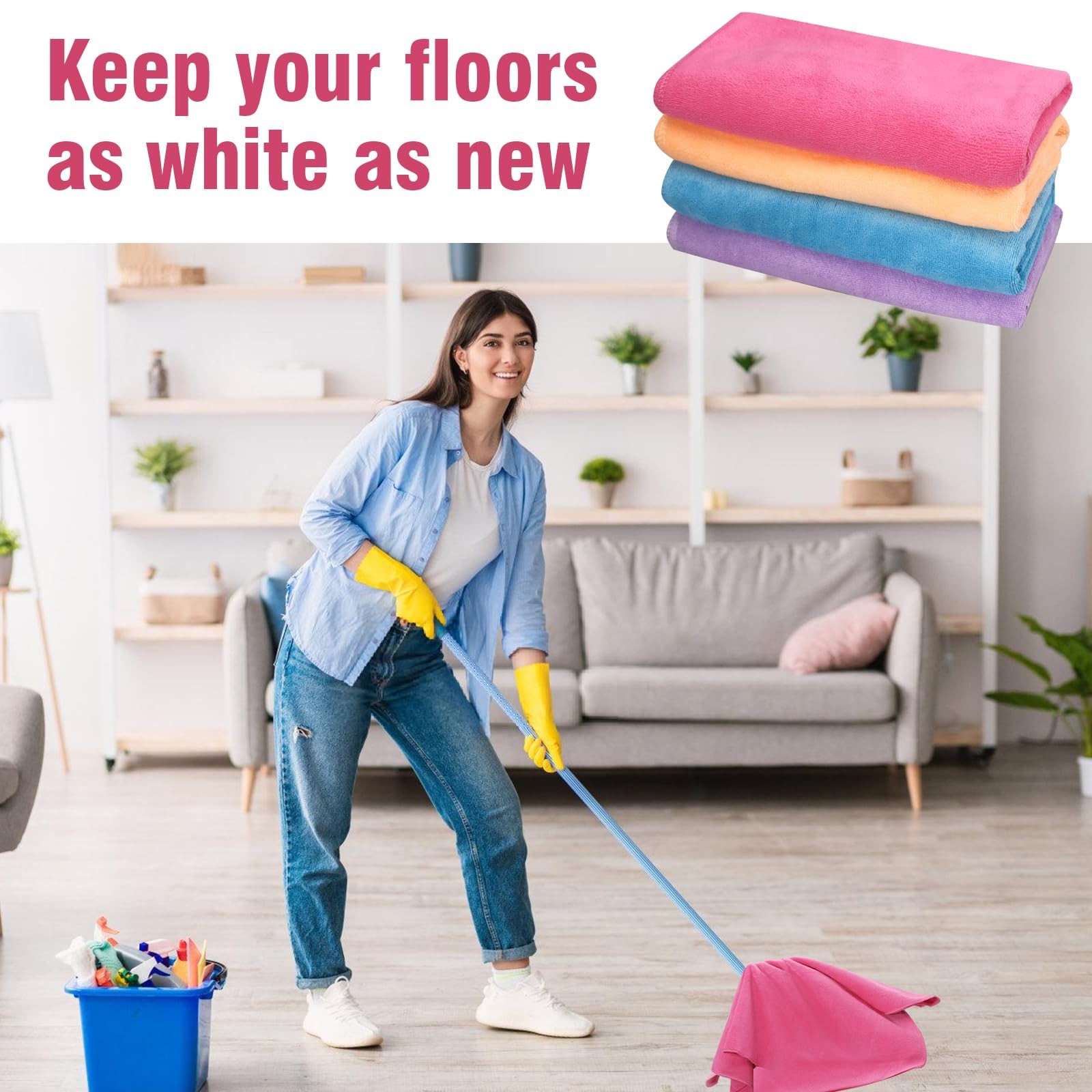 4 Pcs Multicolor Extra Large Microfiber Cleaning Cloth 30 x 20 Inch Reusable …