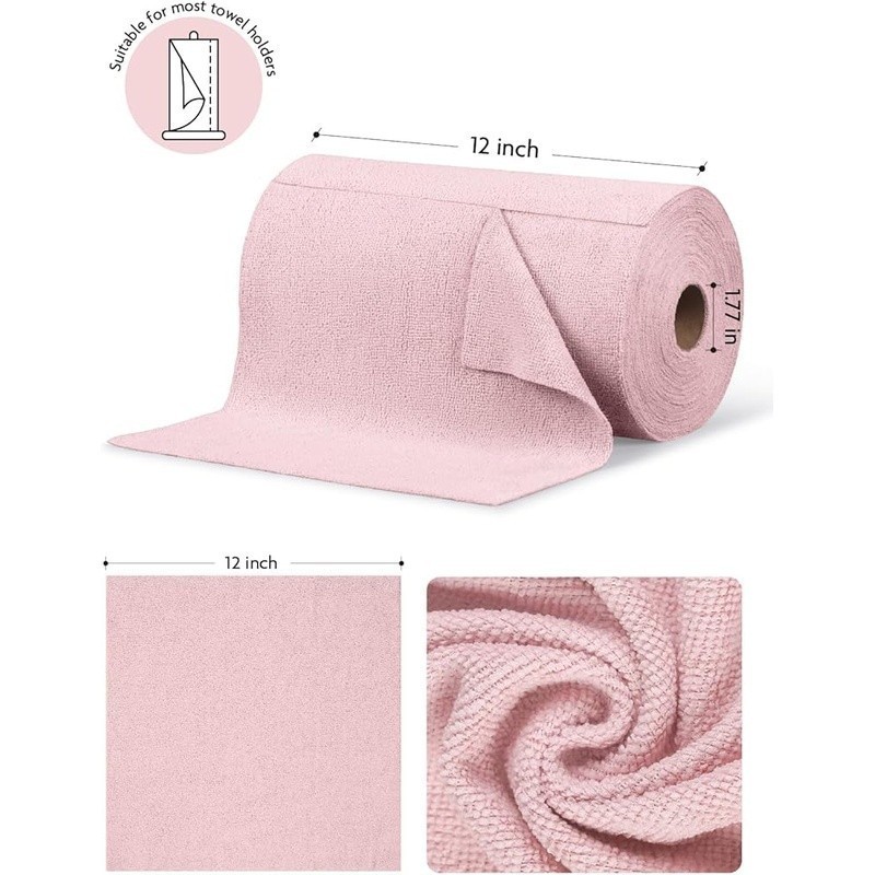 75 Count Microfiber Cleaning Cloths Quick Tear Washable Lint Free Absorbent Pink