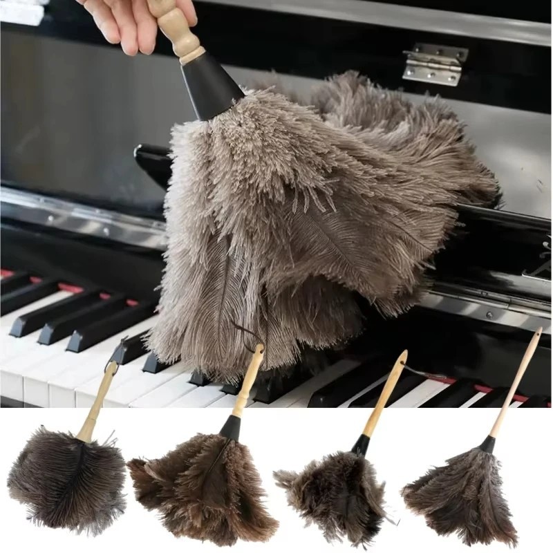 Feather Duster Wooden Handle Duster Anti-static Dust Removal Dusters Ostrich Dus