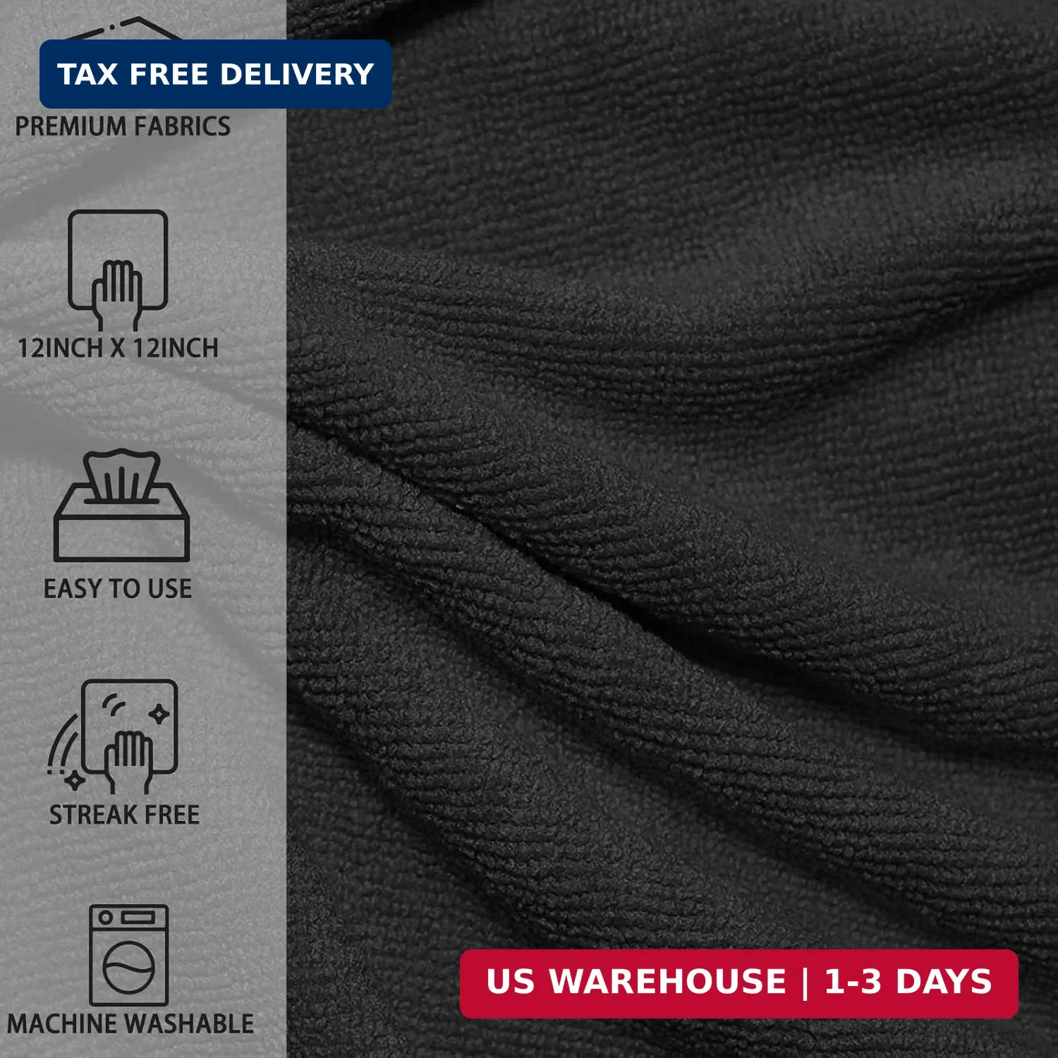 MRD’s Home 12″ x 12″ Black Microfiber Cleaning Cloth,40Pack Multi-Purpose Reusab