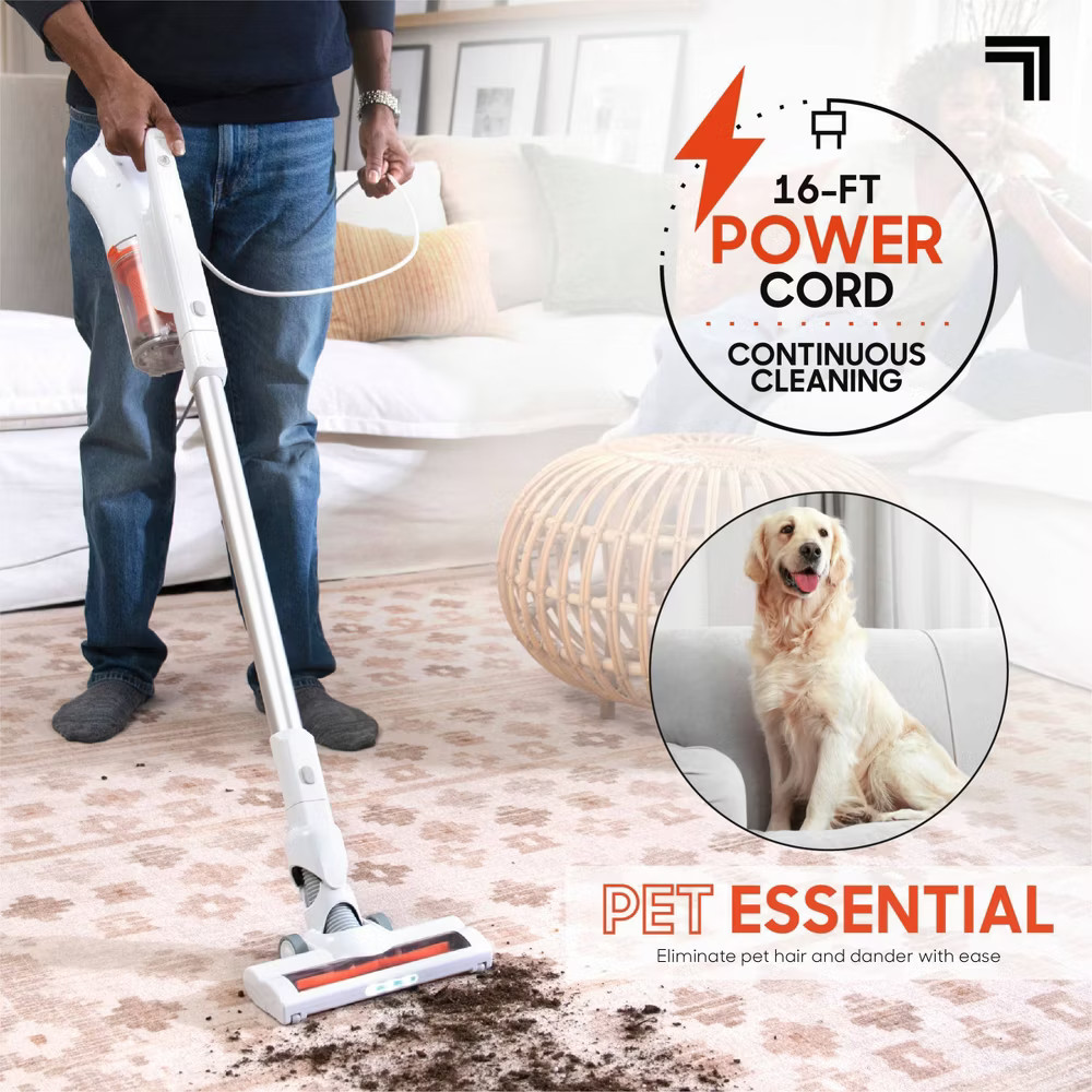 Sharper Image Powerslim Corded Handheld and Stick Vacuum White