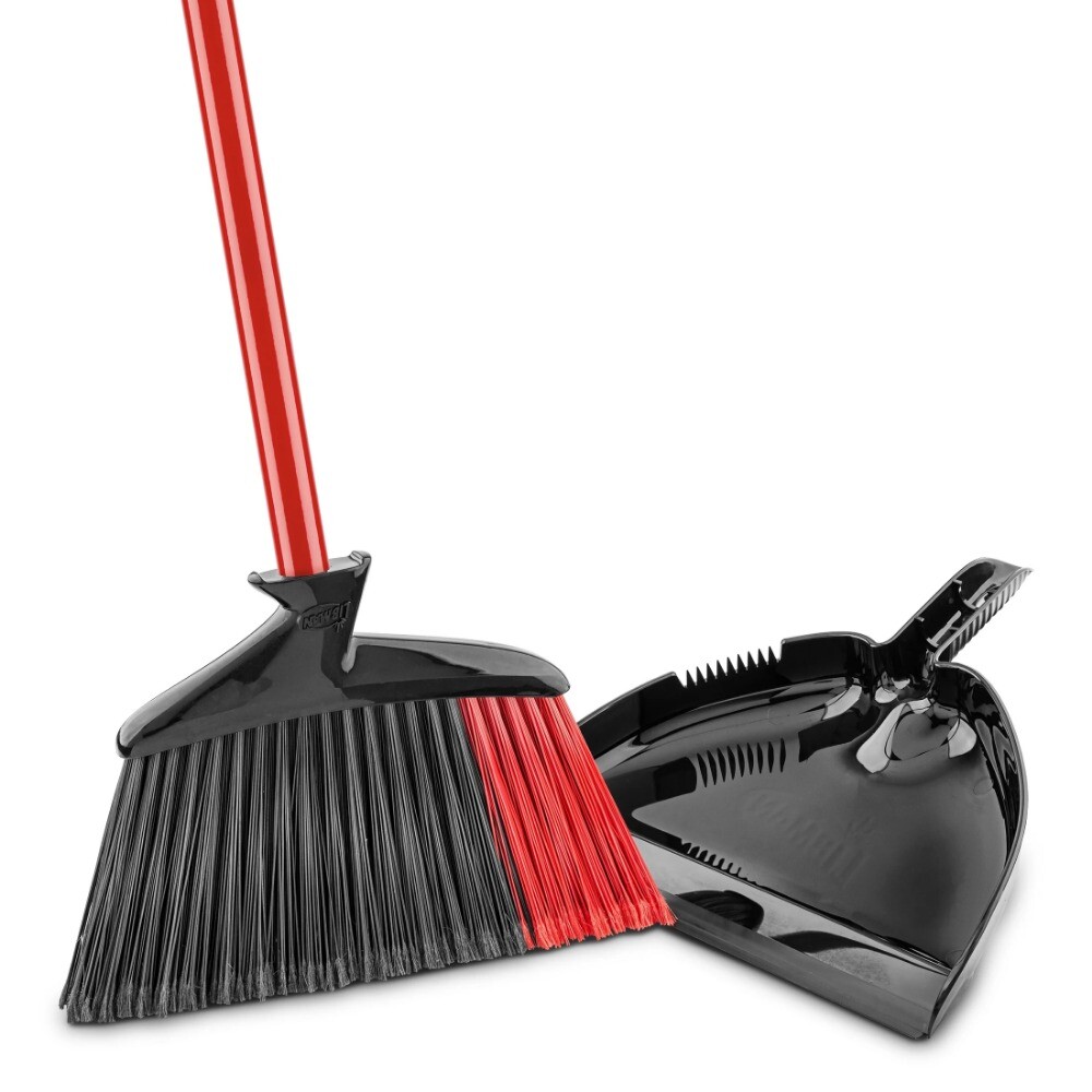 High Power 13.75 in. Steel Handel Broom with Dustpan