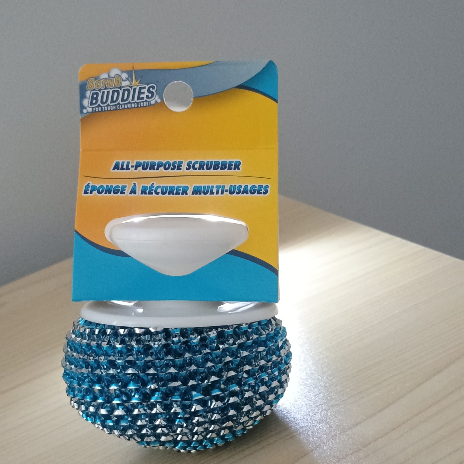 Scrub Buddies All-Purpose Scrubber Blue Silver White Plastic Easy Grip Scrubbing