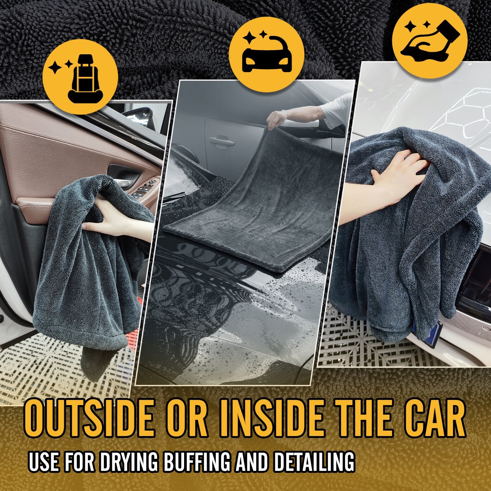 48″ SUV Drying Towel No Wringing 1400GSM Twisting Yarn Microfiber Scratch-Free