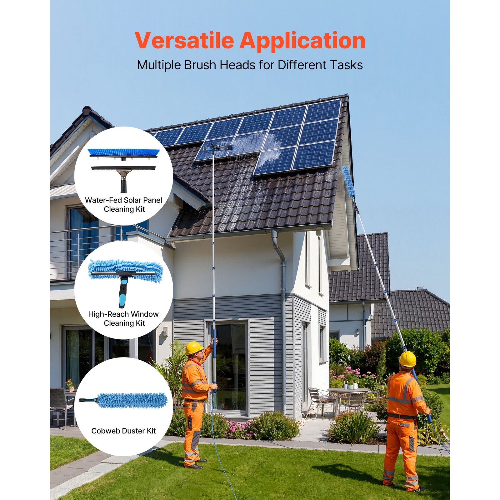 Uimoso Solar Panel Cleaning Kit with 15 ft Water Fed Pole, Brush, and Squeegee