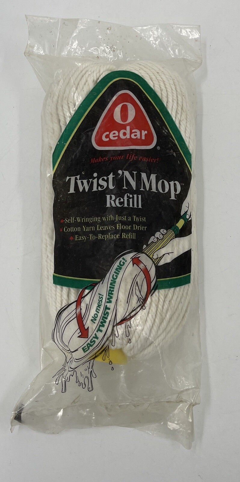 O Cedar Vtg Twist ‘N Mop #267 Refill Replacement Self Wringing Cotton Yarn 1997